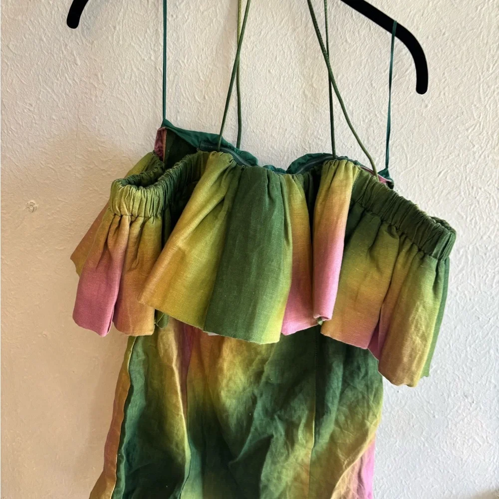 The Wolf Gang Strapless Green and Pink Dress - Picture 6 of 11